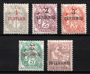 1902-10 Morocco, French Protectorate (Sc. 11 - 13, 15, 17, CV $60)