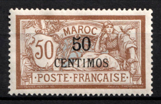 1903 50c on 50c Morocco, French Protectorate (Sc. 20, CV $70)
