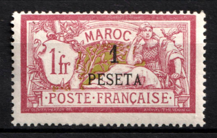 1903 1p on 1fr Morocco, French Protectorate (Sc. 21, CV $120)