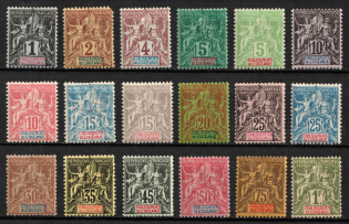 1892-1907 Polynesia, French Colonies (Sc. 1 - 14, 16, 17, 19, 20, CV $285)