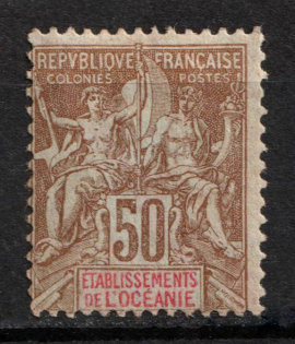 1900 50c Polynesia, French Colonies (Sc. 18, CV $275)
