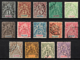 1892-1904 Guiana, French Colonies (Sc. 32 - 39, 45 - 50, Used, CV $150)