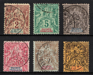 1892-1900 Guinea, French Colonies (Sc. 2, 4, 5, 14 - 16, Used, CV $140)