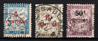 1886 Morocco, French Protectorate, Official Stamps (Sc. J1, J2, J4, Used, CV $40)