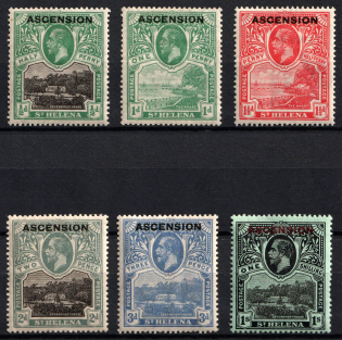 1922 Ascension Island, British Colonies (SG 1 - 5, 9, CV $135)