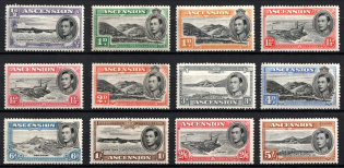 1938 - 1953 Ascension Island, British Colonies (SG 38b, 39ab, 39d, 40b, 40df, 41a, 42ab, 42cd, 43b, 44a, 45c, 46a, Perftoration 13, CV $235)