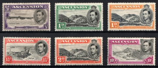 1938 - 1953 Ascension Island, British Colonies (SG 38, 39, 39a, 40, 41, 47, Perftoration 13.5, CV $290)