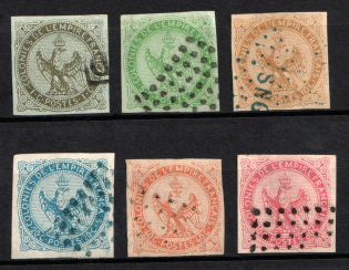 1859-65 French Colonies (Sc. 1 - 6, Mi. 1 - 6, Full Set, Used, CV $140)