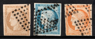 1871-72 French Colonies (Sc. 10, 12, 14, Mi. 13, 18, 19, Used, CV $40)