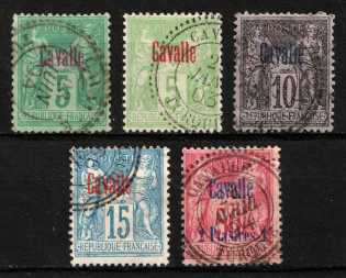 1893-1900 Cavalla, French Post Offices in Levant (Sc. 1 - 4, 6, Used, CV $165)