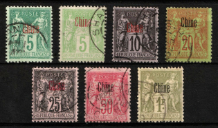 1894-1900 French Post Offices in China (Sc. 1 - 3, 5 - 6, 9, 11, Used, CV $40)