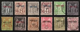 1899-1900 Port Said, French Post Offices in Egypt (Sc. 1 - 6, 8 - 10, 12, 13, 15, Used, CV $260)