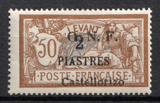1920 2pi on 50c Castellorizo, French Post Offices in Levant (Sc. 25, Signed, CV $75)