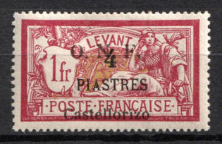 1920 4pi on 1fr Castellorizo, French Post Offices in Levant (Sc. 26, Signed, CV $115)