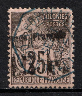 1891-92 15c on 25c Congo, French Colonies (Sc. 10, Used, CV $55)