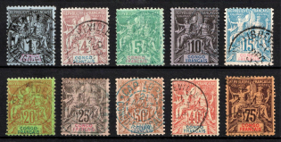 1892-1900 Congo, French Colonies (Sc. 18 - 22, 24, 26, 27, 29, 30, 33, Used, CV $185)