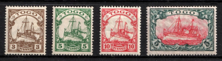 1915-19 Togo, German Colonies, Kaiser’s Yacht, Germany (Mi. 20 - 22, 23 II B, CV $40)
