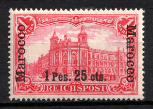 1900 1p 25c German Offices in Morocco, Germany (Mi. 16 I, CV $50)