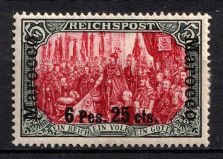 1900 6p 25c German Offices in Morocco, Germany (Mi. 19 I III, Certificate, CV $270)