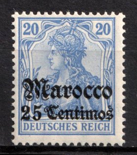 1906 25c German Offices in Morocco, Germany (Mi. 37 c, Certificate, CV $220, MNH)
