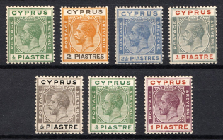 1924-28 Cyprus, British Colonies (SG 103 - 106, 118, 121 - 122, CV $70)