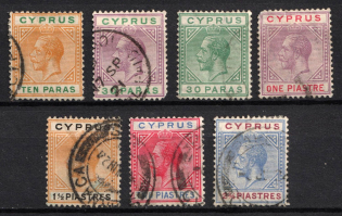 1921-23 Cyprus, British Colonies (SG 85, 87 - 88, 90 - 91, 93 - 94, Used, CV $110)