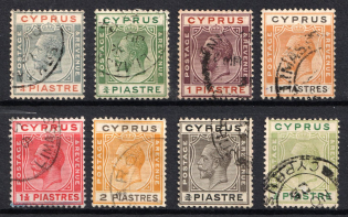 1924-28 Cyprus, British Colonies (SG 103, 105 - 107, 118 - 121, Used, CV $40)