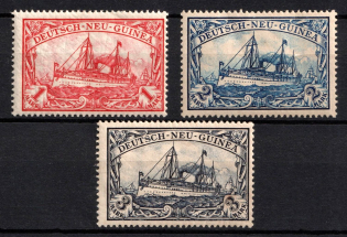 1900-01 New Guinea, German Colonies, Kaiser’s Yacht, Germany (Mi. 16 - 18, CV $40)