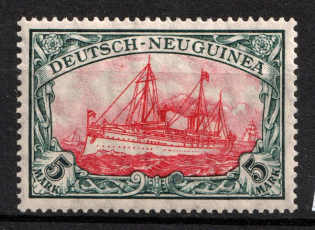 1918 5m New Guinea, German Colonies, Kaiser’s Yacht, Germany (Mi. 23 II A, Signed, CV $50)