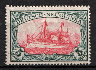 1918 5m New Guinea, German Colonies, Kaiser’s Yacht, Germany (Mi. 23 II B, CV $50)
