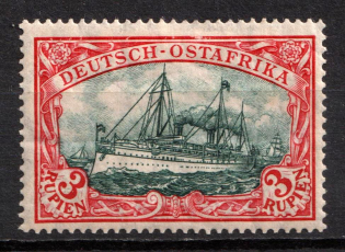 1908 1r East Africa, German Colonies, Kaiser’s Yacht, Germany (Mi. 39 I A, CV $70)