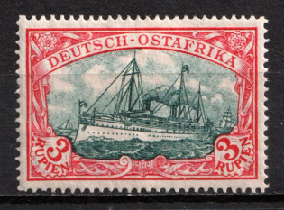 1919 1r East Africa, German Colonies, Kaiser’s Yacht, Germany (Mi. 39 II B, CV $50)