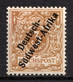 1897-99 3pf South West Africa, German Colonies, Germany (Mi. 1 b, Light Ochre-Brown Color, CV $70)