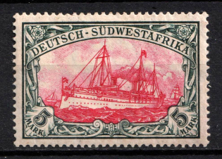 1906 5m South West Africa, German Colonies, Kaiser’s Yacht, Germany (Mi. 32 A, Signed, CV $50)