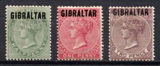 1886 Gibraltar, British Colonies (SG 1 - 3, Signed, CV $350)