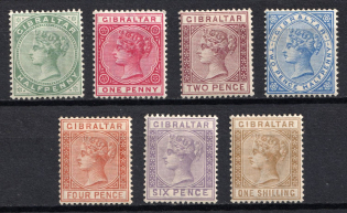 1886-87 Gibraltar, British Colonies (SG 8 - 14, Full Set, CV $850)
