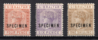 1886-87 Gibraltar, British Colonies (SG 12s - 14s, Specimens)