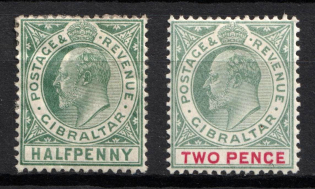 1903 Gibraltar, British Colonies (SG 46, 48, CV $70)