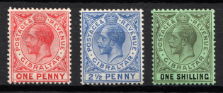 1912-24 Gibraltar, British Colonies (SG 77, 79, 98, CV $30)