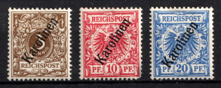 1900 Caroline Islands, German Colonies, Germany (Mi. 1 II, 3 II - 4 II, CV $70)
