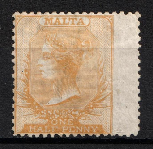 1863 1/2p Malta, British Colonies (SG 4 var, Rebound Perforation, Signed, CV $180+)