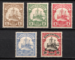 1905 Kiauchau, German Colonies, Kaiser’s Yacht, Germany (Mi. 18 - 22, CV $70)