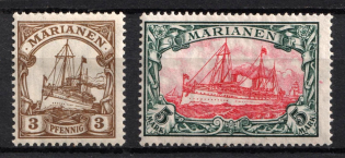 1916-19 Marianas Islands, German Colonies, Kaiser’s Yacht, Germany (Mi. 20, 21 A, CV $60)