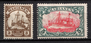 1916-19 Marianas Islands, German Colonies, Kaiser’s Yacht, Germany (Mi. 20, 21 B, CV $40)