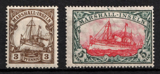 1916-19 Marshall Islands, German Colonies, Kaiser’s Yacht, Germany (Mi. 26 - 27, CV $50)