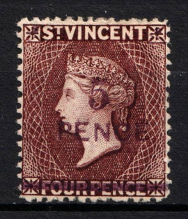 1892 5p on 4p St. Vincent, British Colonies (SG 59, CV $70)