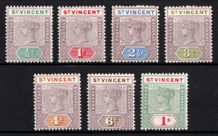 1899 St. Vincent, British Colonies (SG 67 - 71 73 - 74, CV $60)