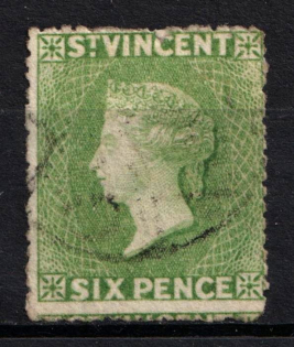 1871 6p St. Vincent, British Colonies (SG 16, Used, CV $100)