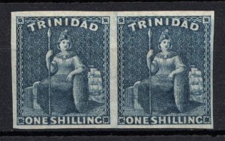 1859 1s Trinidad, British Colonies, Pair (SG 29, Signed, CV $290)