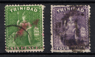 1863 Trinidad, British Colonies (SG 70, 72, Used, CV $50)